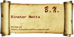 Bineter Netta névjegykártya